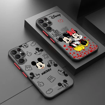 Mickey Mouse Minnie logotipas Samsung S24 S23 S22 S21 Ultra S20 FE S10 Plus Lite 4G 5G matinis permatomas dangtelis Capa Fundas
