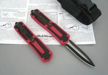 Micro OTF Tech Knife SC Series 440C plieno ašmenys dvigubas kraštas 57HRC kietumo aviacijos aliuminio lydinio raudonos rankenos savigynos peilis