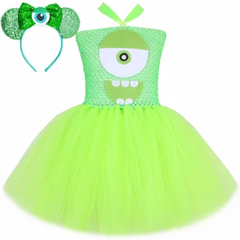 Mike Wazowski Helovino kostiumas vaikams Karnavalo vakarėlio suknelės Žalios juokingos pabaisos Cosplay mergaičių animacinis filmas Tutu princesės suknelė
