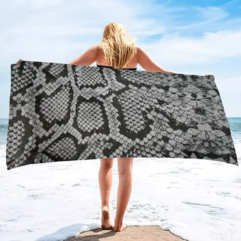 Mikropluošto paplūdimio rankšluostis greitai džiūstantis lengvas vonios kelioninis rankšluostis negabaritinė paplūdimio antklodė rankšluostis be smėlio gyvatės odos spausdinimo rankšluostis