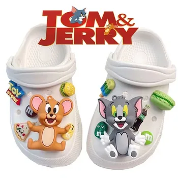 MINISO Tomas ir Džeris PVC batų pakabukai Crocs 12Pcs Tom Jerry animacinis filmas Anime nuimamas batų viršutinis batas Pasidaryk pats Crocs jibz ledas