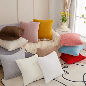 Minkštas dirbtinio triušio kailio pagalvėlės užvalkalas Vienspalvis kokybiškas dekoratyvinis pagalvės užvalkalas svetainei Namų dekoro pagalvės užvalkalas 45*45cm,1PC