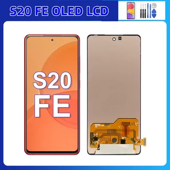 Mobilusis telefonas S20 FE OLED LCD dalys skirtos Samsung Galaxy S20 FE G780 SM-G780F LCD ekranas Jutiklinio ekrano skaitmeninimo įrenginio komplektas su rėmeliu