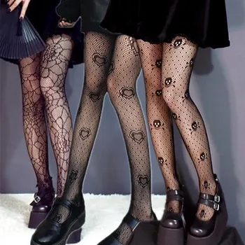 Moterys Seksualios pėdkelnės Šlaunys Aukštos juodos tinklinės pėdkelnės Dizainerio kojinės Cosplay Harajuku gotikiniai seksualūs kostiumai Medias De Mujer