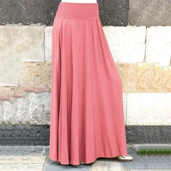 Moterų mados elastinis juosmens sijonas Kietas plisuotas vintažinis A linijos laisvi ilgi sijonai Aukštos kokybės patogi laisvalaikio suknelė