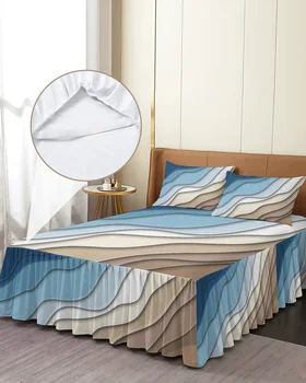 mėlynai rudas gradientas Šiuolaikinis geometrinis abstraktus lovos sijonas Įrengta lovatiesė su pagalvių užvalkalais Čiužinio užvalkalas Patalynės komplektas Patalynės komplektas Paklodė