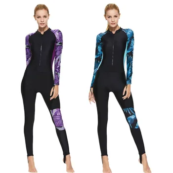 Naujas moteriškas vientisas ilgų rankovių kremas nuo saulės Snorkeling maudymosi kostiumėlis Greitas sausas sandarus vanduo Sportas Paplūdimio banglenčių kostiumas maudymosi kostiumėlis 2023