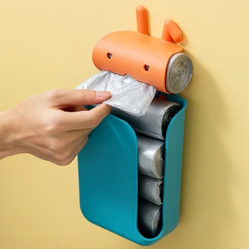 Naujas paprastas be perforavimo sieninis animacinis filmas Virtuvės šiukšlių maišas Laikymo dėžutė Audinių pirkinių krepšio laikymo dėžutė pirkinių krepšio saugojimas
