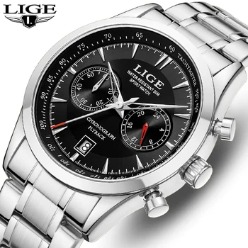 New LIGE Men Watch Sports Quartz Watches Men Waterproof Chronograph Wrist Watch Mens Military Date Clock Man Relogios Masculinos