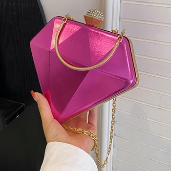 New Versatile Acrylic Women Bag Fashion Crossbody Bag Handheld Diamond Heart Chain Women Handbag Handheld Box Bag
