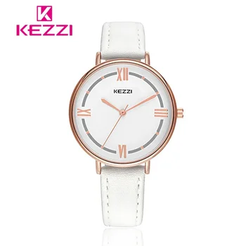 NO.2 Kezzi Top Brand Ladies Watches Leather Female Big Dial Quartz Watch Women Thin Casual Strap Watch Reloj Mujer