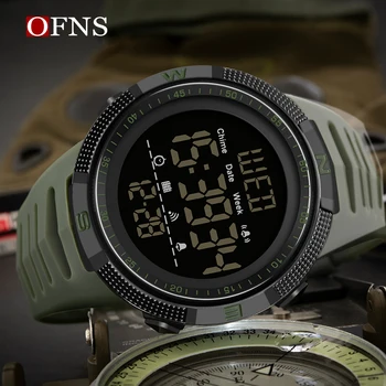 OFNS skaitmeninis laikrodis vyrams 50M vandeniui atsparūs sportiniai kvarciniai laikrodžiai Karinis LED šviesos stotelės rankinis laikrodis Elektroninės dovanos Reloj Hombre