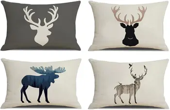Pagalvės užvalkalas Briedžio juosmens pagalvės užvalkalas stačiakampis stačiakampis gyvūnų pagalvės užvalkalas lininė dekoratyvinė pagalvėlės užvalkalas sofa 30X50cm