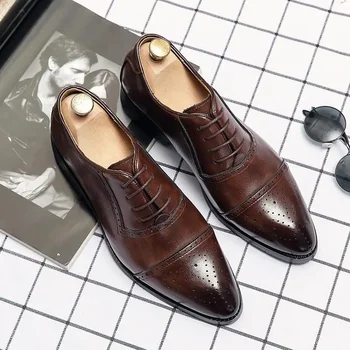 Pavasario nauji odiniai batai Vyriški laisvalaikio oficialios aprangos verslas Juodi vyriški batai Britų laukiniai kvėpuojantys Wenzhou odiniai batai Jaunimas
