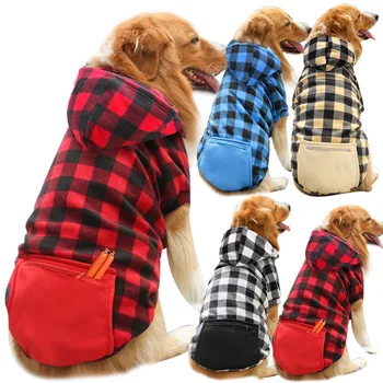 Plaid Dog Hoodie Pet Drabužiai Megztiniai su kepure