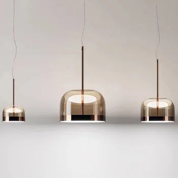 Postmodernus dizaineris LED stiklinė pakabinama lempa Studija Svetainės restoranas Rožinio aukso pakabukų šviestuvai Art Decor lovos šoninis šviestuvas