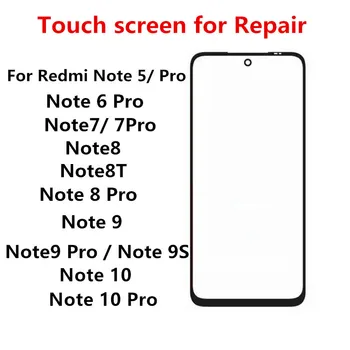Priekinis stiklas Xiaomi Redmi Note 10 Pro Max 6 7 8 8T 9 9S 5 Jutiklinis ekranas LCD ekranas Išorinis skydelio dangtelio remontas Pakeiskite dalis