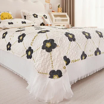 princesės stiliaus šifono nėrinių dvigulė lovatiesė Karalienės sumuštinis Medvilninis dygsniuotos lovos užvalkalas Namų lovos užtepėlė Nepridedamas pagalvės užvalkalas