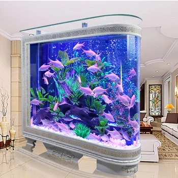 Pritaikytas didelis skaidrus kubas Akrilo akvariumo žuvų bakas su lempa 