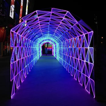 Renginių šventinis dekoravimas DMX dinaminis LED apšvietimo laiko tunelis