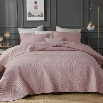 siuvinėjimas Pagrindinis viešbutis Medvilninė dygsniuota lovatiesė lovai Antklodės komplektas 3PCS Solid Summer Quilt Duvet Comforter Antklodė Pledas Lovos užvalkalas