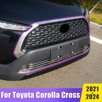 skirta Toyota Corolla Cross 2021 2022 2023 2024 XG10 nerūdijančio automobilio priekinio buferio grotelių apdaila Grotelės Rėmo išoriniai priedai
