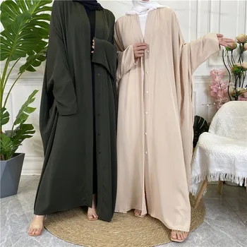 Solid Open Kaftan Dubai Abaya Turkey Kimono Cardigan Chabe Muslim Hijab Suknelė Ramadan Abayas moterims Caftan islamo drabužiai