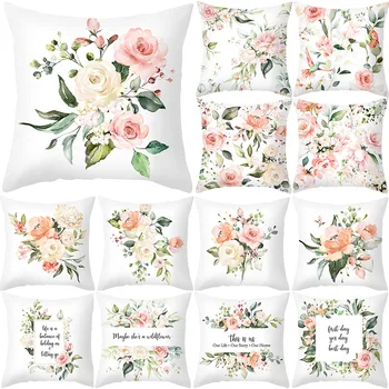 Summer Letter Print Gėlių pagalvių dėklas Namų dekoras sofos pagalvėlės užvalkalui Poliesterio pagalvės užvalkalas Drop Shipping Housse De Coussin