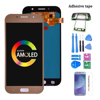 Super Amoled skirtas Samsung Galaxy A7 2017 A720 A720F LCD ekranas Jutiklinio ekrano skaitmeninimo įrenginio surinkimas LCD skirtas Galaxy A7 2017 Duos