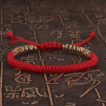 Tibeto budistų laiminga apyrankė Unisex Braid Red Thread Rope Reguliuojama King Kong Knot apyrankės Womern Men Bangles papuošalai