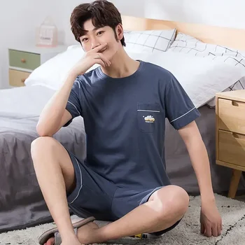 Tops Šortai Pižama Casual Nightwear 2 Namų drabužių rinkinys 2022 Sleeping Man Pjs Men Trendyol Homme Pieces Korėjos pižamų medvilnė