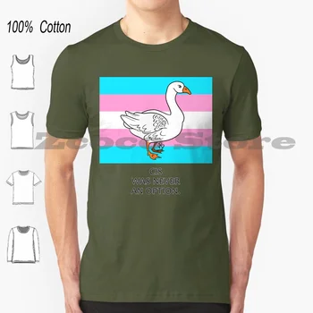 Trans Gander marškinėliai 100% medvilnė Vyrai Moterys Personalizuotas raštas Cisgender Gander Goose Be pavadinimo Goose Game Cis Trans Flag Vienatūris