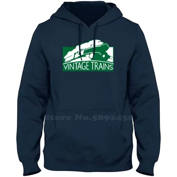 Vintage Trains logotipas Aukštos kokybės 100% medvilninis džemperis su gobtuvu Naujas džemperis grafiniu būdu