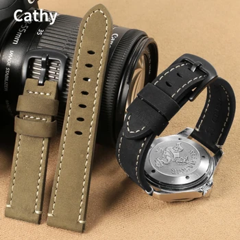 Vintažinis natūralios odos laikrodžio dirželis Tissot Speed Chi Omega Hamilton Zenith Citizen Frozen Belt Watchband Accessories20 22mm