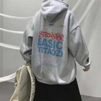Vyriškų drabužių džemperiai su gobtuvais spausdinti džemperiai su gobtuvu vyrui Baltas grafinis korėjietiškas stilius Laisvas nemokamas pristatymas siūlo Harajuku madą