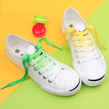 Vyrų ir moterų poros suaugusiųjų spalvoti batų raišteliai plokščio gradiento asmenybės sportiniai bateliai maži balti batai drobiniai batai vaikai.