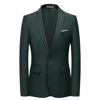 Vyrų verslas Laisvalaikio vienspalviai verslo švarkai Aukštos kokybės oficialus madingas paltas Korėjietiškas plonas darbo kostiumas Striukė 6Xl