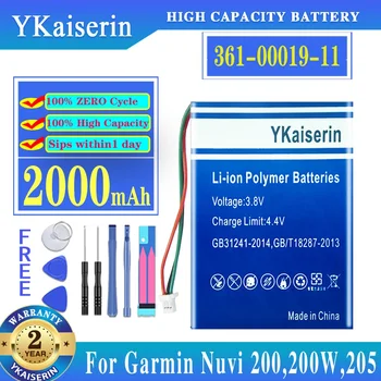 YKaiserin 2000mAh baterija 361-00019-11 skirta Garmin Nuvi 3590, 3590LMT, 700 ( 3 laidai ), 710, 710T, 760, 760T, 765, 765T Batteria