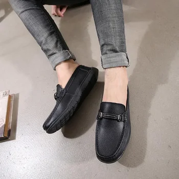 Įsispiriami odiniai batai Vyriški korėjietiško stiliaus odiniai minkšti apačia Britų madingas ūgis Didėjantis vidpadis Tods Laisvalaikio batai Summ